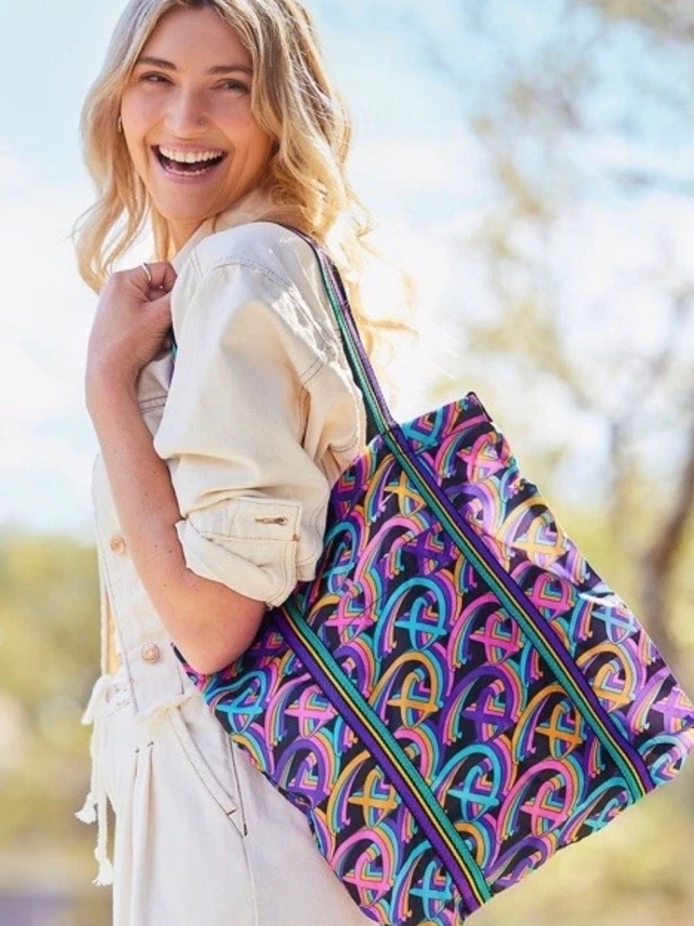 Disney Originals Colorful Patterned Tote Bag - Vibrant Multicolor. Lightweight